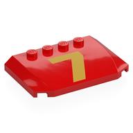 Деталь LEGO Brick Wedged, Curved Triple 4 x 6 x 2/3 with 4 Studs with Gold '7' print, Красный