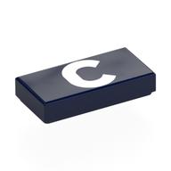 Деталь LEGO Tile 1 x 2 with White 'C' print, Темно-синий