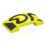 Деталь LEGO Brick Curved 4 x 2 Double with Black Shapes print, Насыщенный желтый