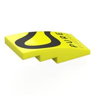 Деталь LEGO Brick Curved 4 x 2 No Studs with Black Line, 'PURE ELECTRIC' print, Насыщенный желтый