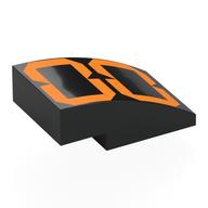 Деталь LEGO Brick Curved 3 x 2 No Studs with Digital Orange '00' print, Черный