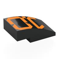 Деталь LEGO Brick Curved 3 x 2 No Studs with Digital Orange '1.0' print, Черный