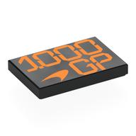Деталь LEGO Tile 2 x 3 with Orange '1.000 GP' print, Черный
