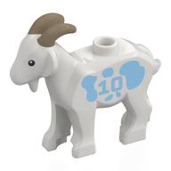 Animal, Goat with Dark Tan Horns, Bright Light Blue Spots''10' print