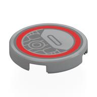 Tile Round 2 x 2 with Red Circle, Space Ship Greebling print