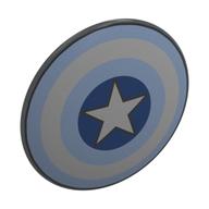 Деталь LEGO Shield Round Bowed with White Star, Blue/Bright Light Blue/White Circles print, Темный сине-серый