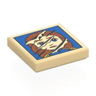 Деталь LEGO Tile 2 x 2 with Sliced Portrait of Prince Adam print, Песочный