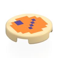 Деталь LEGO Tile Round 2 x 2 with Pixelated Orange Face, Dark Purple Eyes, Mouth print, Песочный