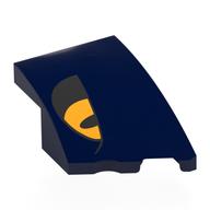Деталь LEGO Brick Wedged, Curved 3 x 2 with Stud Notch Right with Bright Light Orange/Black Eye print, Темно-синий