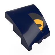 Деталь LEGO Brick Wedged, Curved 3 x 2 with Stud Notch Left with Bright Light Orange/Black Eye print, Темно-синий