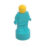 Деталь LEGO Minifig Trophy Statuette with Yellow Head pattern, Средне-лазурный