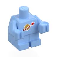 Деталь LEGO Baby / Toddler Body with Fixed Arms and Yellow Hands with White Bib with Elephant Print, Ярко-светло-голубой