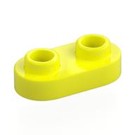 Деталь LEGO Пластина изменённая скруглённая 1 x 2, с 2 открытыми штырьками, Насыщенный желтый