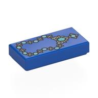 Деталь LEGO Tile 1 x 2 with Silver Necklace, Bright Light Jewels print, Голубой