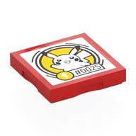 Деталь LEGO Tile Special 2 x 2 with SMART Tag with '#0025' Pikachu Print, Красный