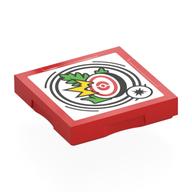 Деталь LEGO Tile Special 2 x 2 with SMART Tag with Green Leaves and Hit Target Print, Красный