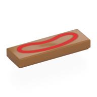 Деталь LEGO Tile 1 x 3 with Red Gingerbread Mouth print, Средне-темный телесный