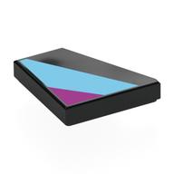 Деталь LEGO Wedge Tile 2 x 2 Right with Medium Azure/Magenta Shapes print, Черный