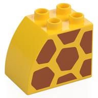 Деталь LEGO Duplo Brick 2 x 3 x 2 with Curved Top with Giraffe Spots print, Желтый