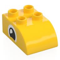 Деталь LEGO Duplo Brick 2 x 3 with Curved Top with Squinting Eye print, Желтый