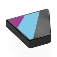 Деталь LEGO Wedge Tile 2 x 2 Left with Medium Azure/Magenta Shapes print, Черный