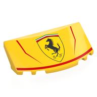 Деталь LEGO Windscreen, Curved 6 x 2 x 2 with Ferrari Logo, Red Stripes print, Желтый