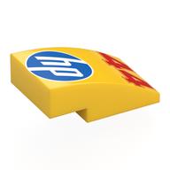Деталь LEGO Brick Curved 3 x 2 No Studs with White/Blue 'hp' Logo, Red '44' print, Желтый