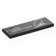 Деталь LEGO Tile 2 x 6 with White 'LEWIS HAMILTON', Signature print, Черный