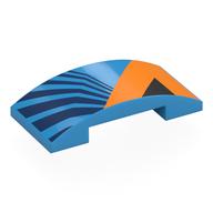 Деталь LEGO Brick Curved 4 x 2 Double with Orange/Dark Blue/Black Shapes print, Темно-лазурный