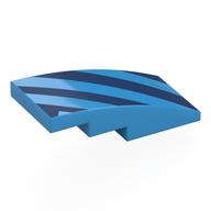 Деталь LEGO Brick Curved 4 x 2 No Studs with Dark Blue Stripes print, Темно-лазурный