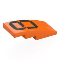 Деталь LEGO Brick Curved 4 x 2 No Studs with Digital Black '8' print, Оранжевый
