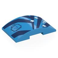 Деталь LEGO Brick Curved 4 x 6 Double, 2 x 4 Cutout with Dark Blue Stripes, Minifig Head, White Stars print, Темно-лазурный