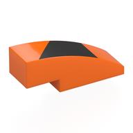 Деталь LEGO Brick Curved 3 x 1 No Studs with Black Shape print, Оранжевый