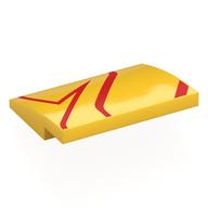 Деталь LEGO Brick Curved 4 x 3 x 2/3 No Studs with Red Lines print, Желтый