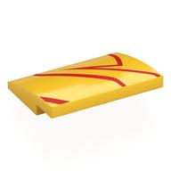 Деталь LEGO Brick Curved 4 x 3 x 2/3 No Studs with Red Lines print, Желтый