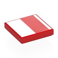 Деталь LEGO Tile 2 x 2 with White Rectangle, Stripe print, Красный