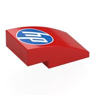 Деталь LEGO Brick Curved 3 x 2 No Studs with White/Blue 'hp' Logo print, Красный