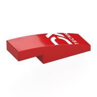 Деталь LEGO Brick Curved 3 x 1 x 2/3 with White Letter Fragments, 'TECHN' print, Красный