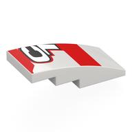 Деталь LEGO Brick Curved 4 x 2 No Studs with 'C', '1', Red Shapes print, Белый