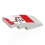 Деталь LEGO Brick Curved 4 x 2 No Studs with 'L' '6', Red Shapes print, Белый