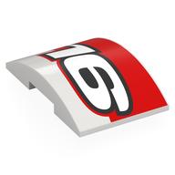 Деталь LEGO Brick Curved 4 x 6 Double, 2 x 4 Cutout with Red Rectangle, White '16' print, Белый