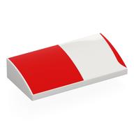 Brick Curved 2 x 4 x 2/3 No Studs with Red Square, Line print