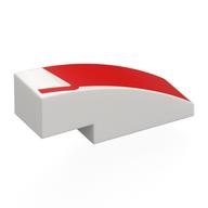 Деталь LEGO Brick Curved 3 x 1 No Studs with Red Shape print, Белый