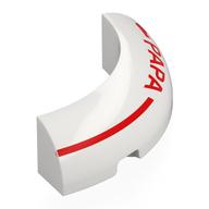Деталь LEGO Brick Round Corner 4 x 4 x 1 with Red Line, 'PAPA' print, Белый