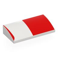 Brick Curved 2 x 4 x 2/3 No Studs with Red Square, Line print