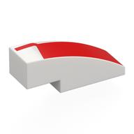 Деталь LEGO Brick Curved 3 x 1 No Studs with Red Shape print, Белый