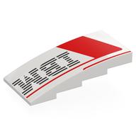 Деталь LEGO Brick Curved 4 x 8 x 1 2/3 No Studs with Red Shapes, Black IBM Logo print, Белый