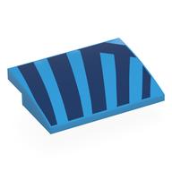 Деталь LEGO Brick Curved 4 x 3 x 2/3 No Studs with Dark Blue Stripes print, Темно-лазурный