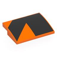 Деталь LEGO Brick Curved 4 x 3 x 2/3 No Studs with Black Shapes print, Оранжевый
