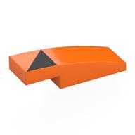 Деталь LEGO Brick Curved 3 x 1 x 2/3 with Black Triangle print, Оранжевый